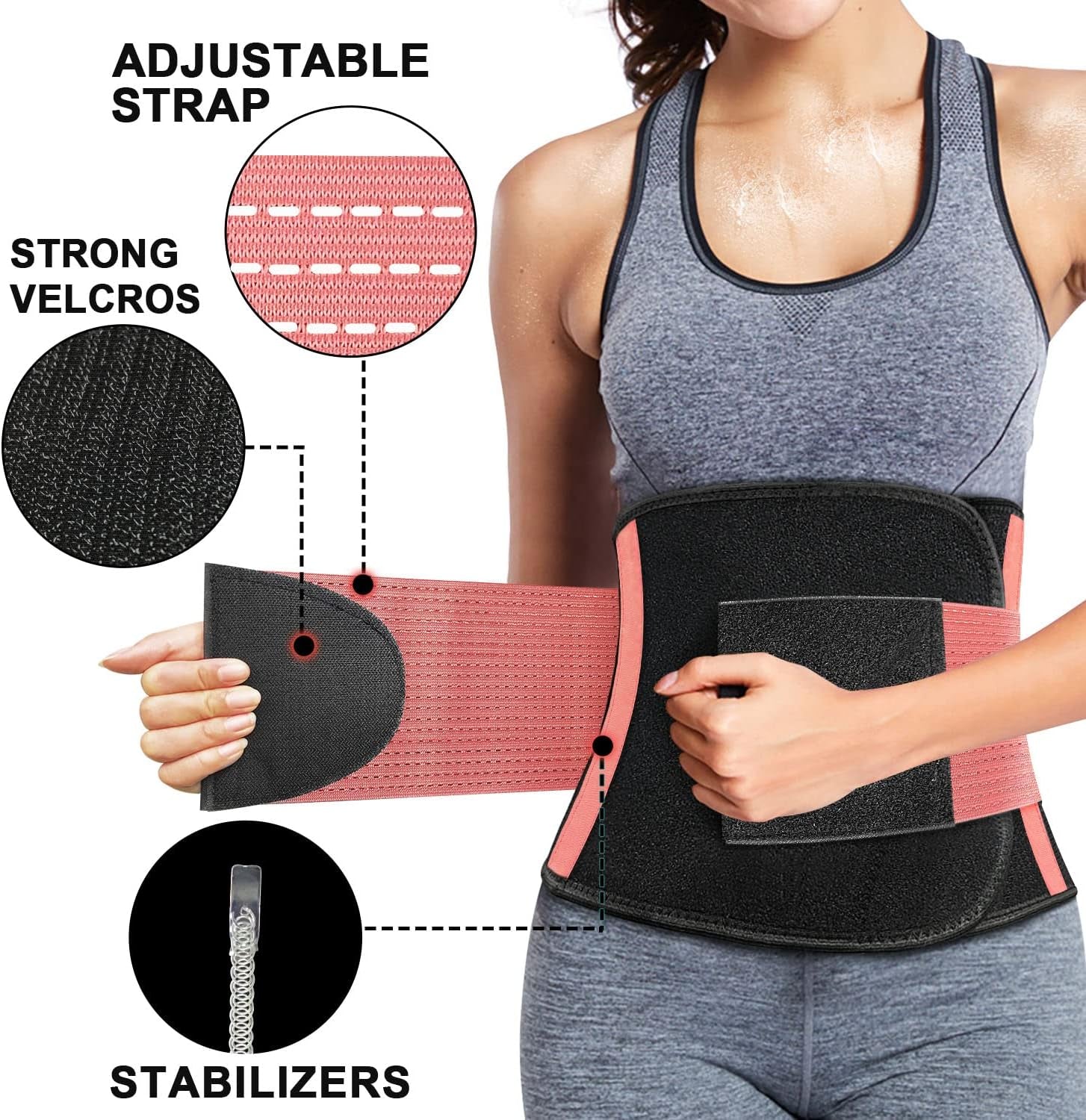 Waist Trainer Trimmer Sweat Body Shaper Belt Workout Slimming Tummy Control Belly Sport Band for Women Men Pink