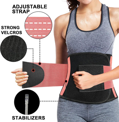 Waist Trainer Trimmer Sweat Body Shaper Belt Workout Slimming Tummy Control Belly Sport Band for Women Men Pink