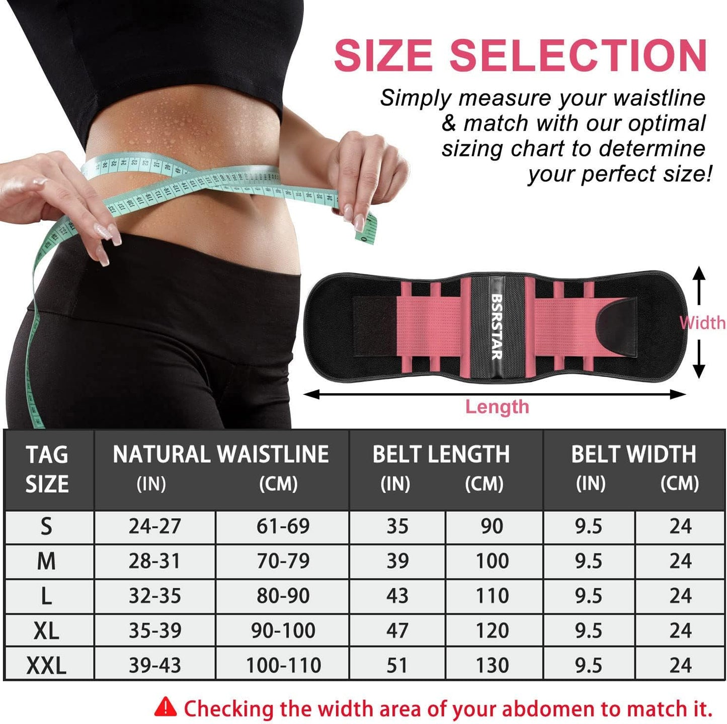 Waist Trainer Trimmer Sweat Body Shaper Belt Workout Slimming Tummy Control Belly Sport Band for Women Men Pink