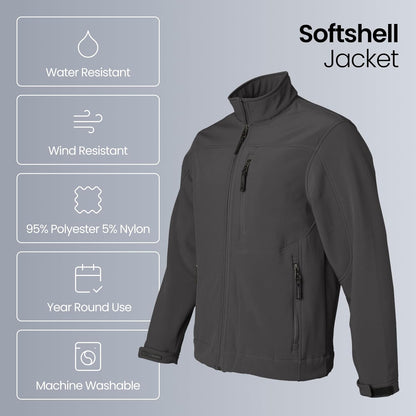 Midweight Soft Shell Jackets for Men - Men’S Water Resistant Windbreaker with Stand Collar (S-3XL)