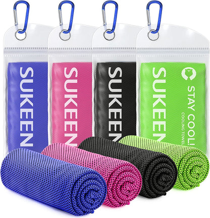 [4 Pack] Cooling Towel (40"X12"),Ice Towel,Soft Breathable Cool Towel,Microfiber Towel for Yoga,Sport,Running,Gym,Workout,Camping,Fitness,Workout & More Activities