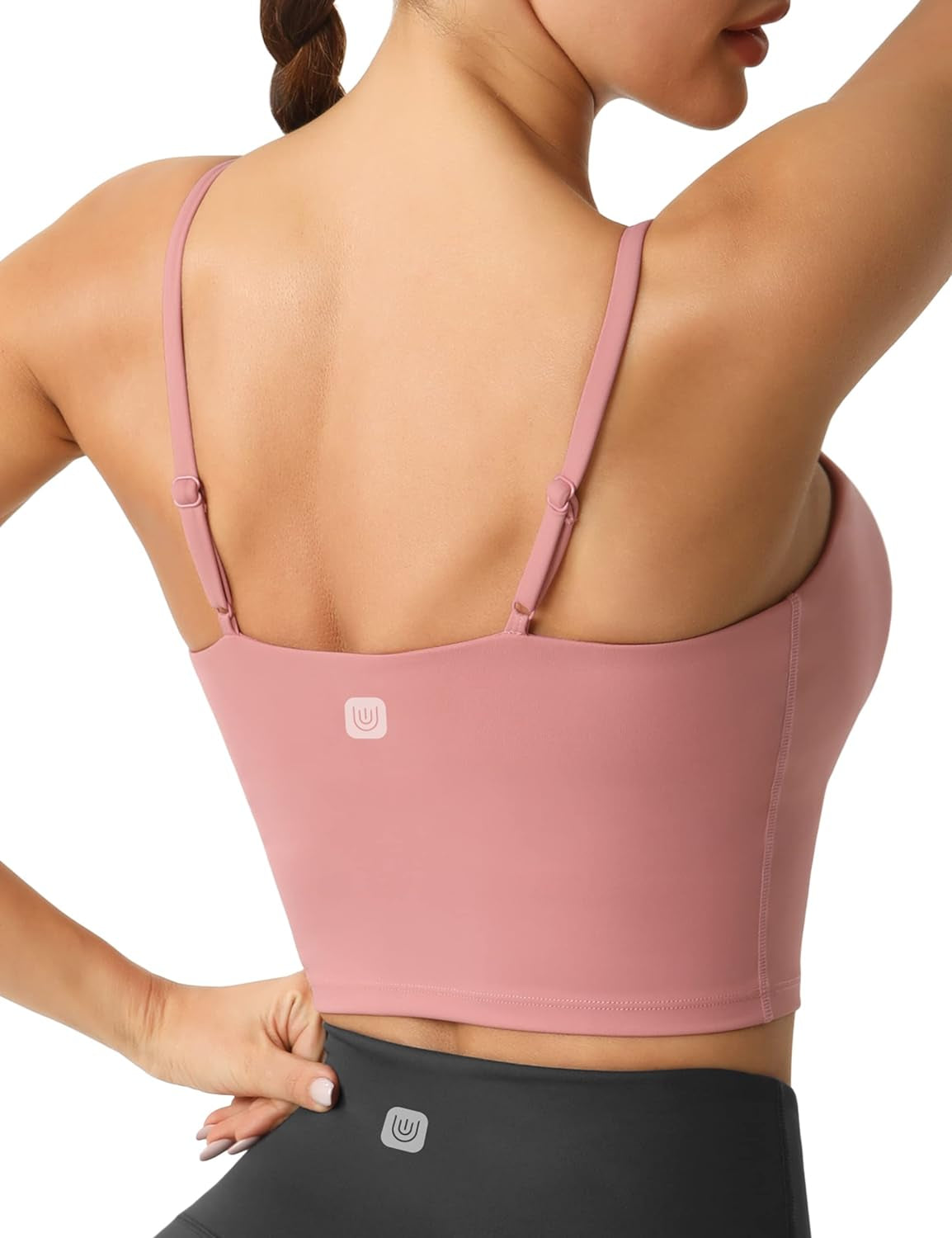 Sports Bra for Women, Longline Padded Strappy Sports Bras Medium Support Yoga Gym Running Workout Crop Tank Tops