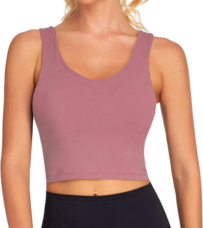 Workout Crop Tops for Women Athletic Tank Tops with Built in Bra Supportive Sports Bra