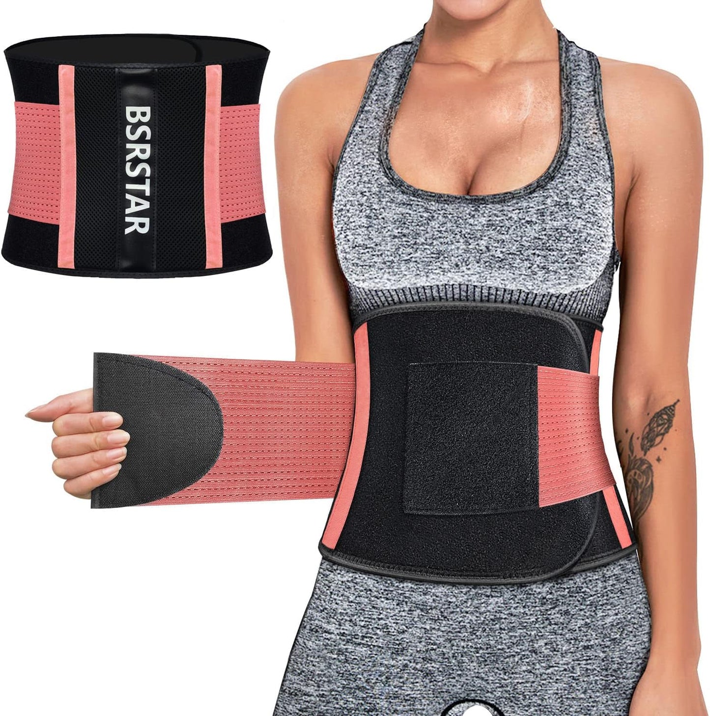 Waist Trainer Trimmer Sweat Body Shaper Belt Workout Slimming Tummy Control Belly Sport Band for Women Men Pink