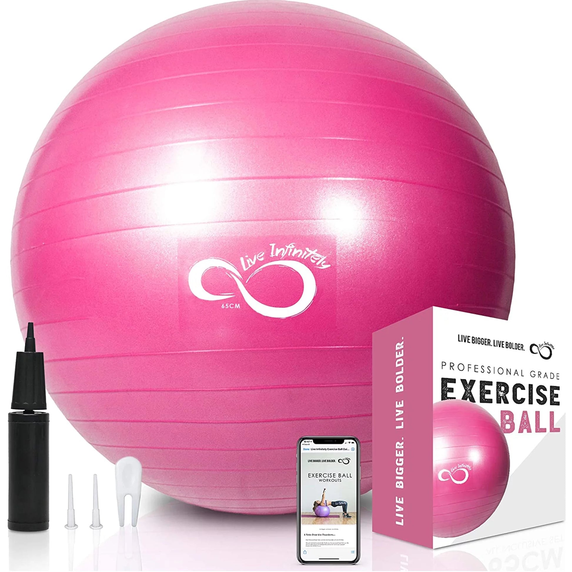 Exercise Ball Extra Thick Workout Pregnancy Ball Chair for Home Workout (Pink, 65Cm)