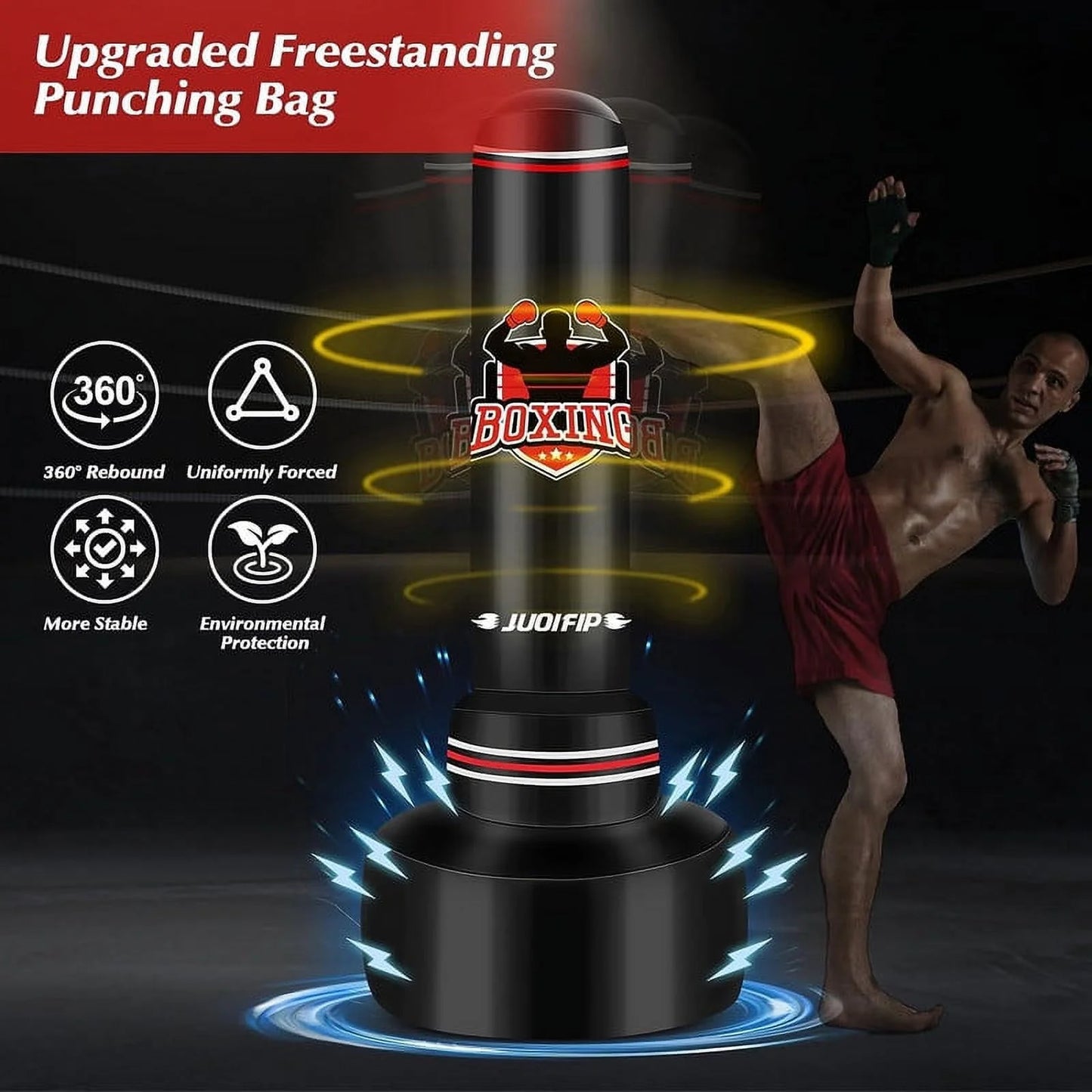 Freestanding Heavy Punching Bag Set with Gloves, Red