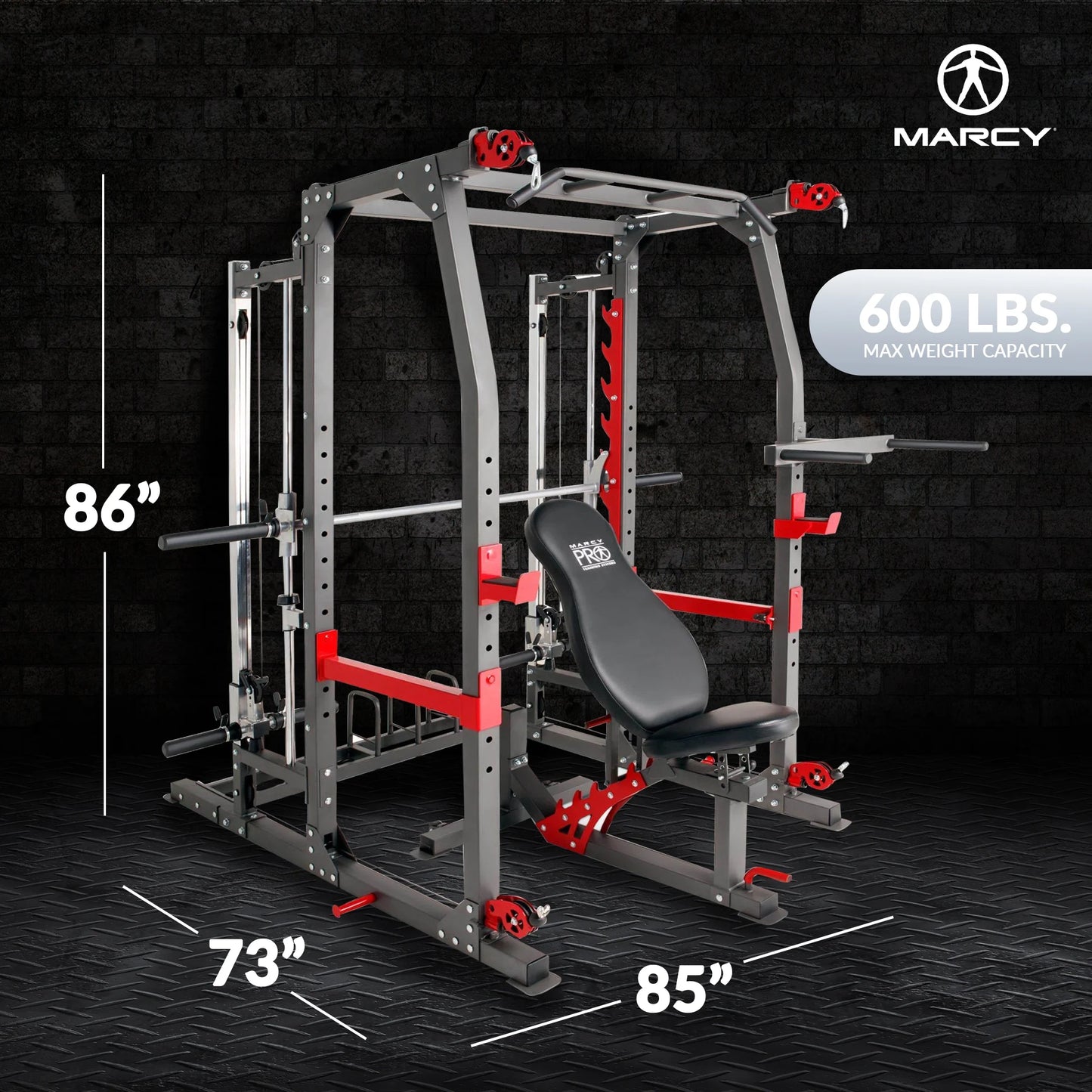 Pro Smith Machine Weight Bench Home Gym Total Body Workout Training System