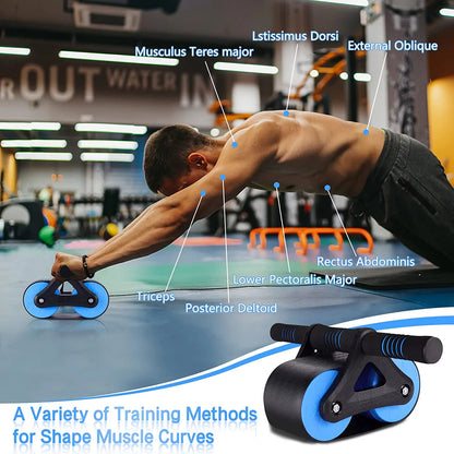 Automatic Rebound Ab Roller Wheel Double Wheel Abdominal Trainer for Home Fitness