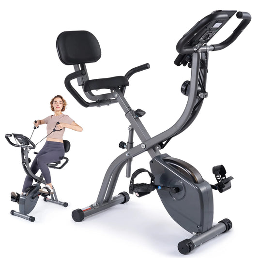 Folding Exercise Bike Magnetic Upright Bike with Pulse Sensor LCD Monitor Indoor Cycling Stationary Exercise Bike Perfect for Home Use