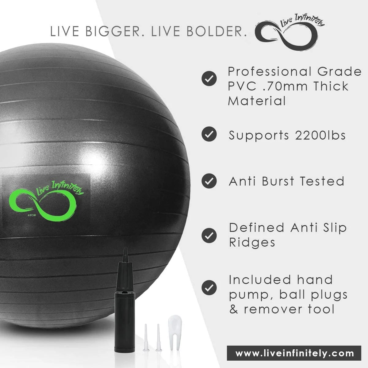 Yoga Ball Chair, PVC Material, Anti-Burst Construction, 2200 Lbs Weight Capacity, 20" Diameter