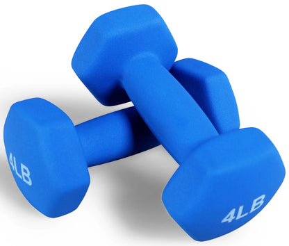 All-Purpose Color Neoprene Coated Dumbbells, 4 Lbs Pair