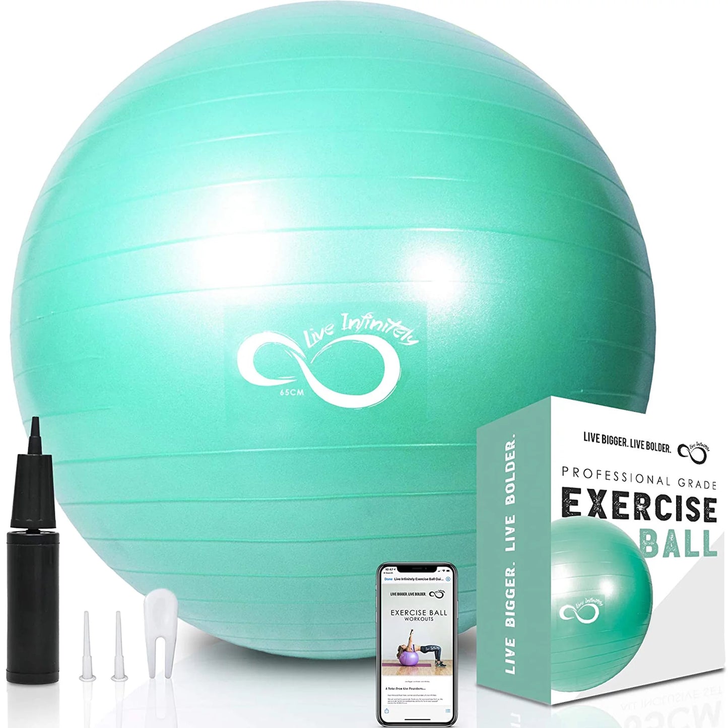 Exercise Ball Extra Thick Workout Pregnancy Ball Chair for Home Workout (Mint, 75Cm)