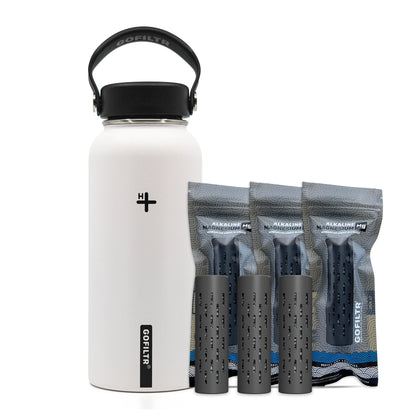 Alkaline Water Bottle 32 Oz - Insulated Water Bottle That Creates 9.5 Ph Alkaline Water