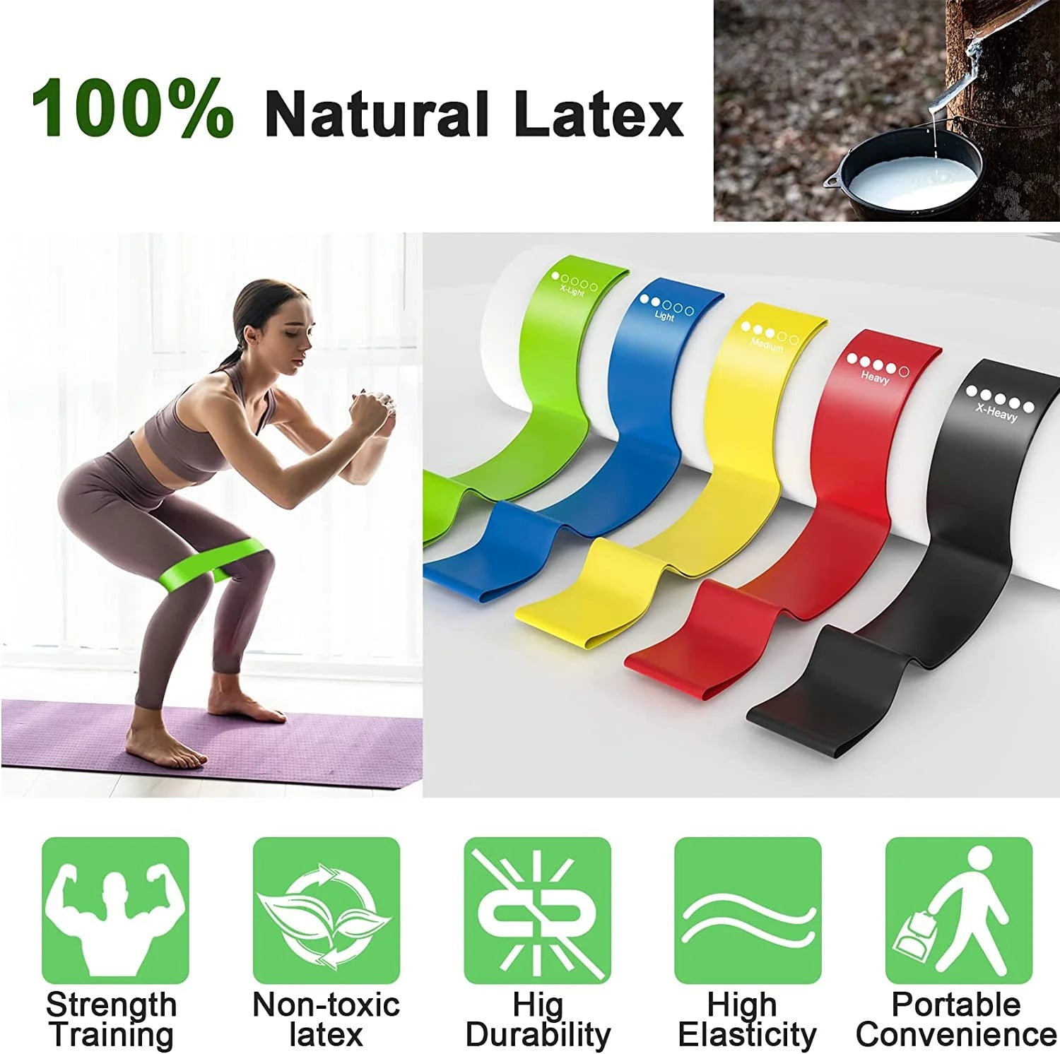 Resistance Band for Women and Men Workout Bands Elastic Bands for Exercise with 5 Different Resistance Levels for Gym,Training, Yoga,Pilates,Home