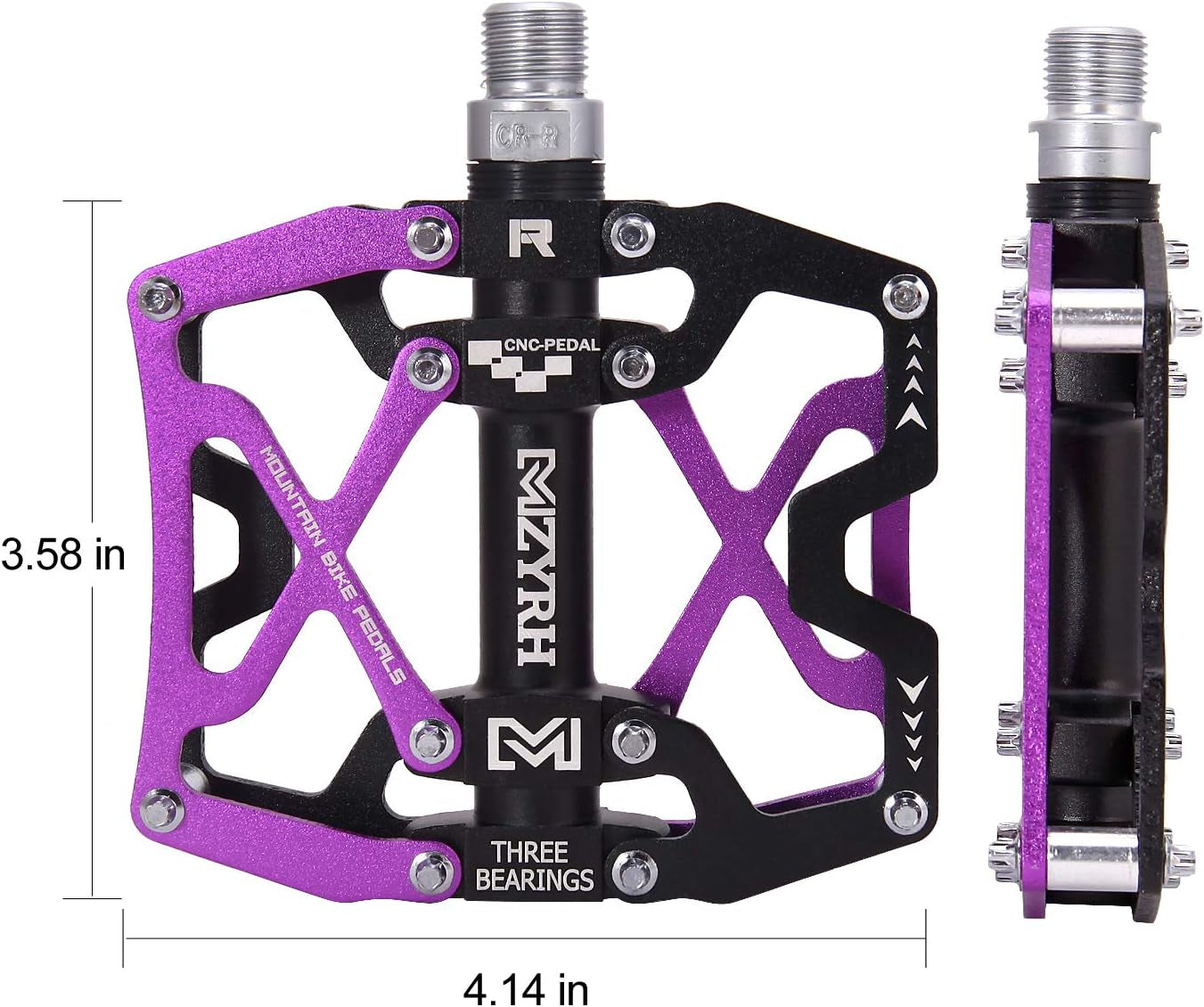 Mountain Bike Pedals, Ultra Strong Colorful CNC Machined 9/16" Cycling Sealed 3 Bearing Pedals