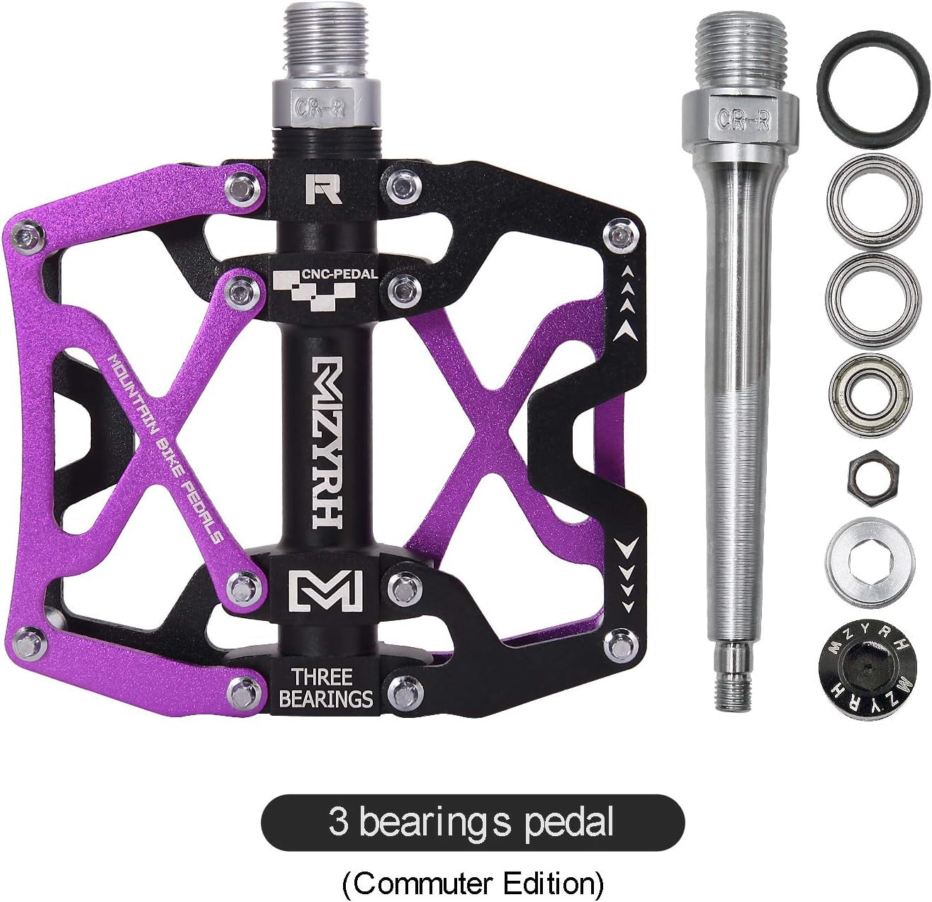 Mountain Bike Pedals, Ultra Strong Colorful CNC Machined 9/16" Cycling Sealed 3 Bearing Pedals