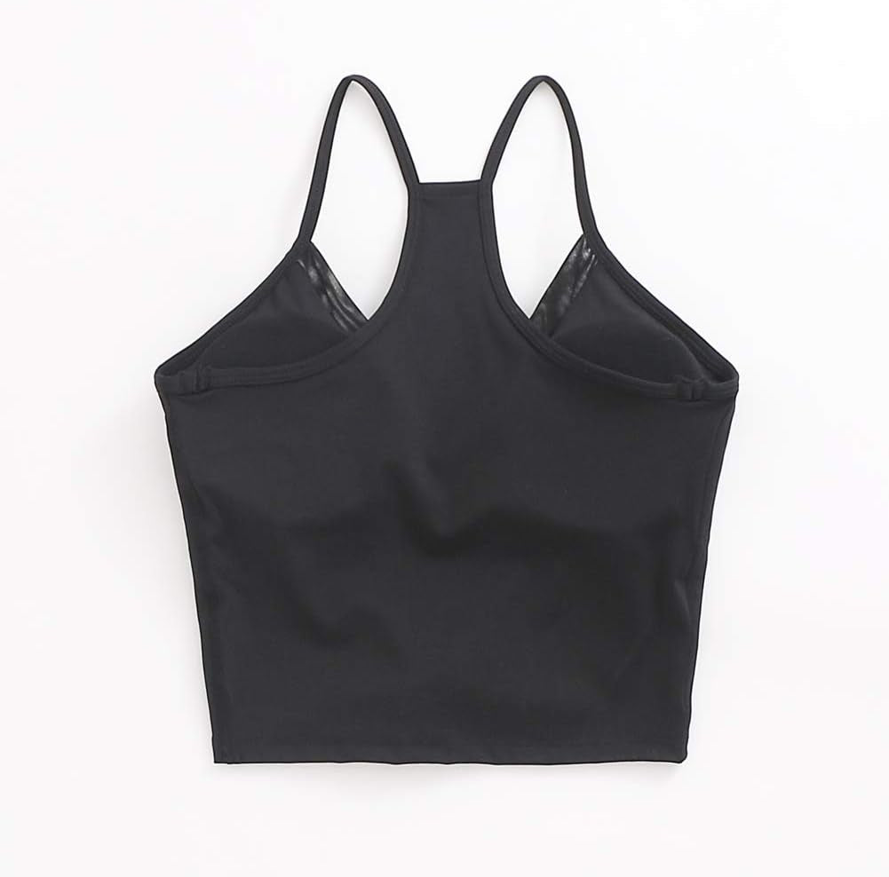 Women Longline Sports Bra Thin Strap Yoga Top Racerback Workout Top Padded Crop Tank Tops Training Gym Bras for Girls