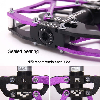 Mountain Bike Pedals, Ultra Strong Colorful CNC Machined 9/16" Cycling Sealed 3 Bearing Pedals