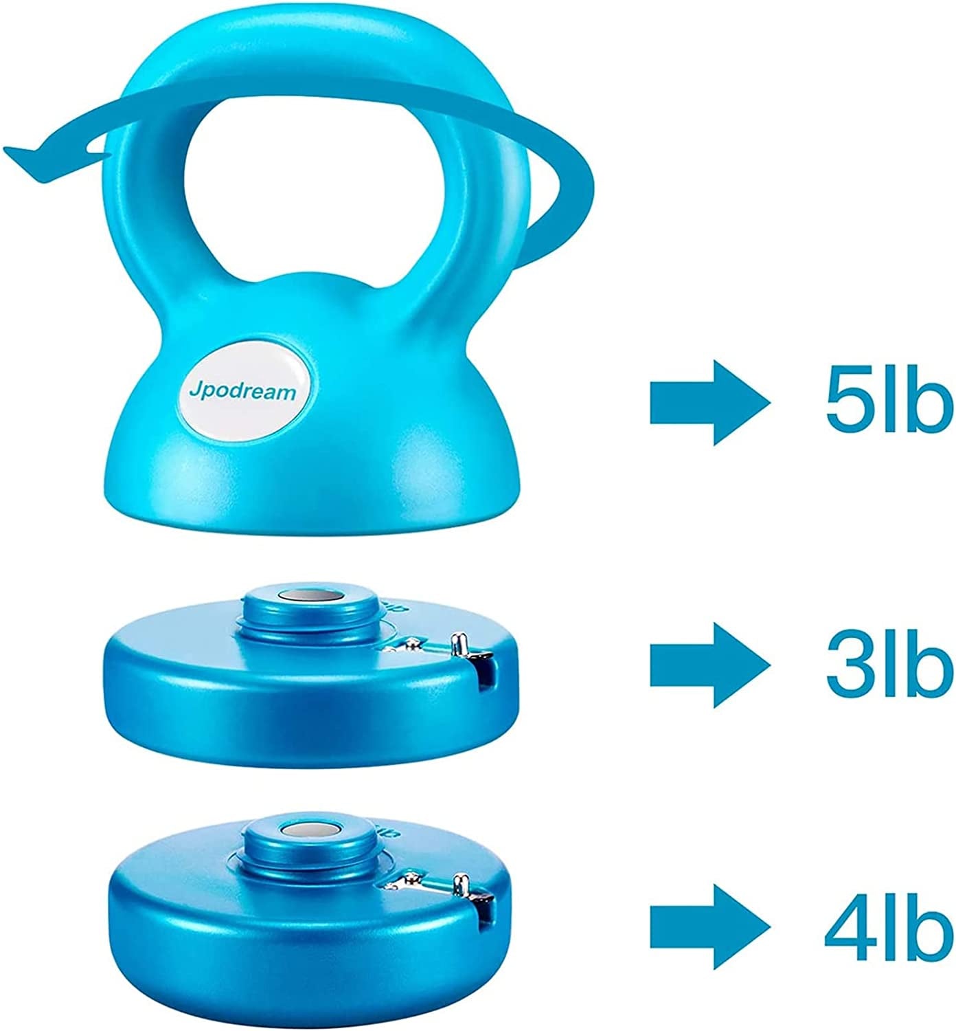 Kettlebell, Adjustable Kettlebell Weights 5Lbs, 8Lbs, 9Lbs, 12Lbs, Great for Home or Gym Full-Body Workout and Strength Training - Teal