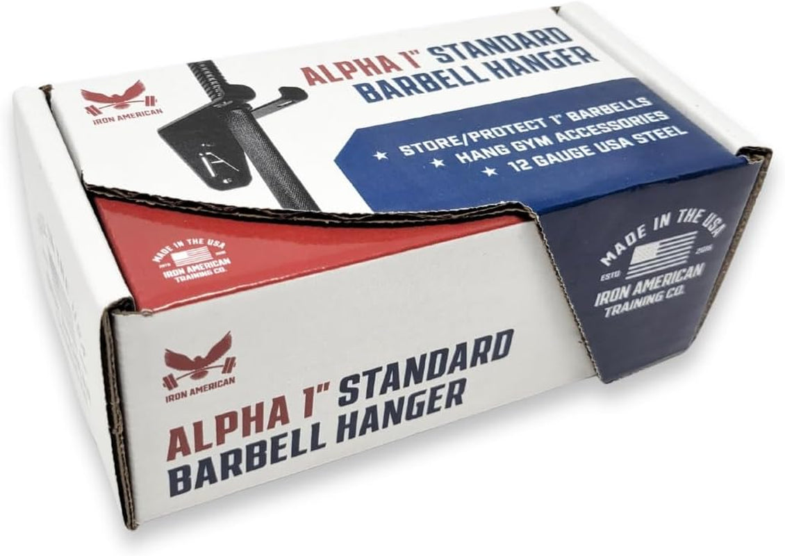 Alpha Barbell Gym Wall Mount Storage 100+ Pound Capacity - Multi-Use Barbell Wall Holder, Barbell Hanger 4.25 X 6.75 X 7.25 Inches - Holds Any Standard Olympic Barbell - Hardware Included