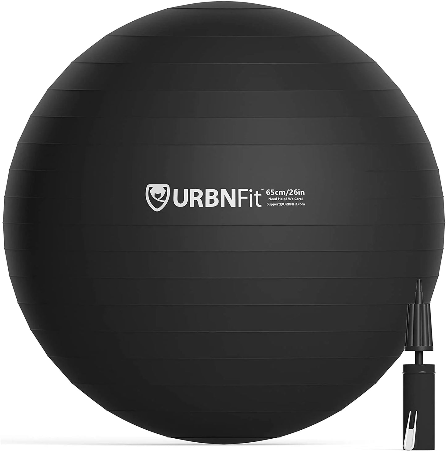 Exercise Ball - Antiburst Swiss Balance Ball W/ Pump - Fitness Ball Chair for Office, Home Gym - Black, 55CM