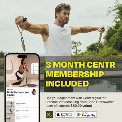 by Chris Hemsworth Home Workout Kit, Resistance Bands and Attachments, 14 Piece Set + 3-Month  Membership