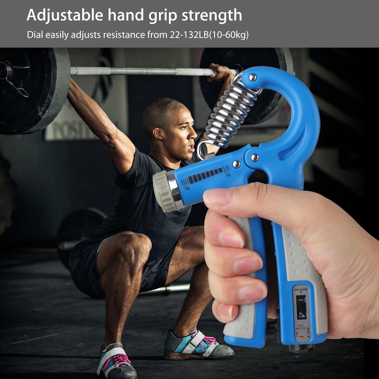 Hand Grip Strengthener, Adjustable Resistance 22-132Lbs (10- 60Kg), Hand Grip Exerciser, Strengthen Grip, Hand Squeezer, Forearm Grip, Hand Exercise, Gripper, Finger Strengthener