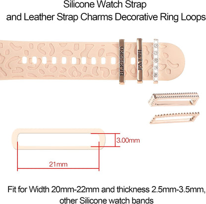 Decorative Rings Loops Compatible with Apple Watch Silicone Bands Charms 49Mm 46Mm 45Mm 44Mm 42Mm 41Mm 40Mm 38Mm Iwatch Series 10 9 8 7 SE 6 5 4 3 2 1 Watchband Metal Diamond Charms Accessories (No Band)