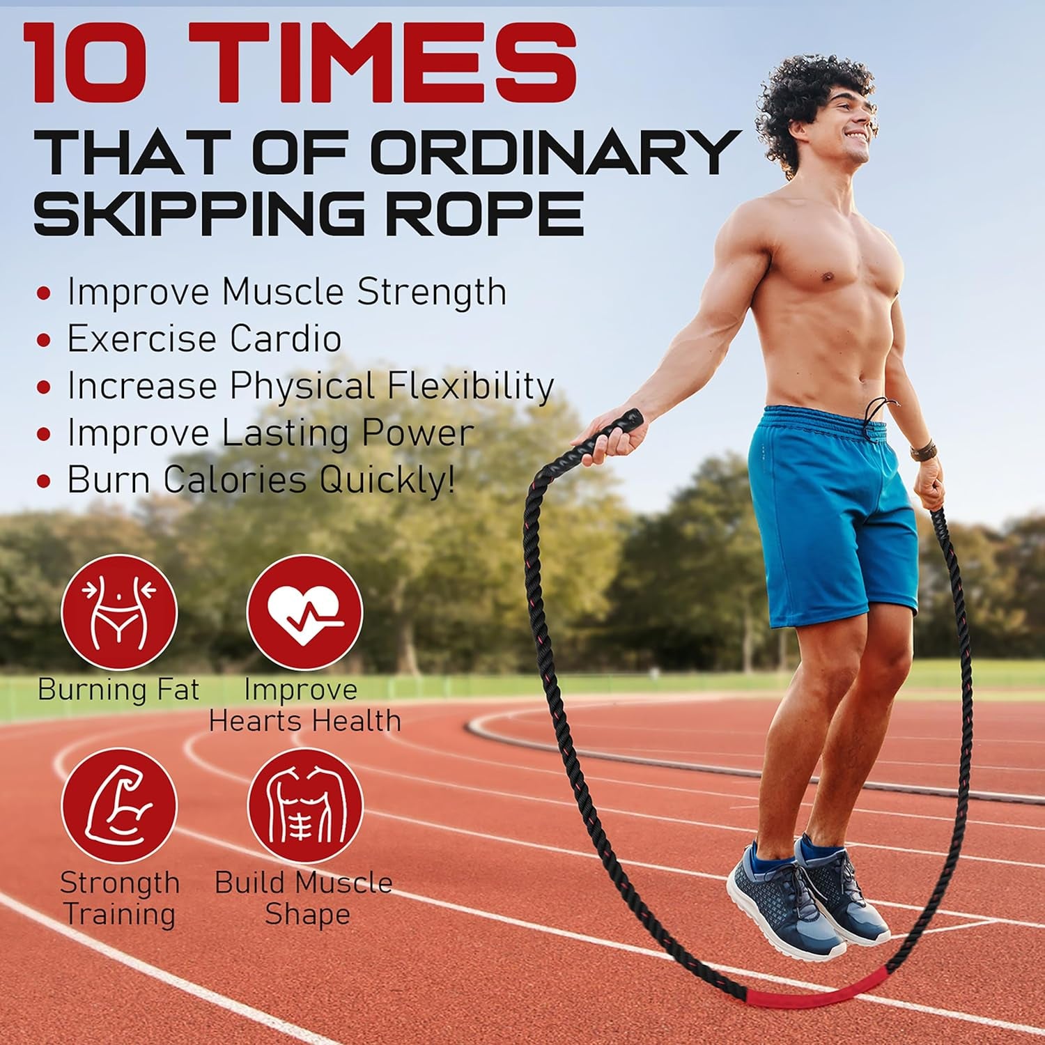 Jump Rope, 3Lb 4Lb 5Lb Weighted Jump Rope for Fitness, 9.8Ft Heavy Exercise Jumping Ropes, Adult Skipping Rope for Men Women Improve Strength,Building Muscle,Boxing,Home Workout Equipment,Gym Gift