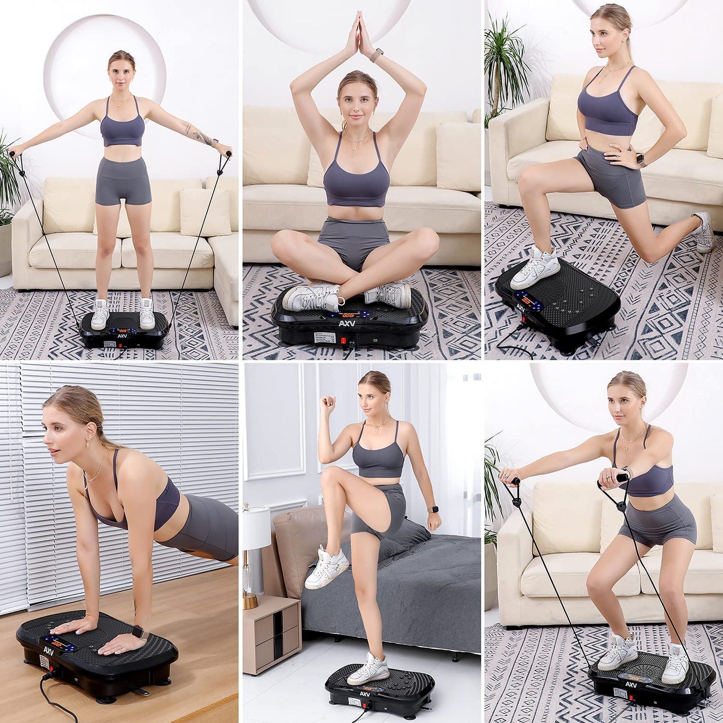 Vibration Plate Fitness Platform Exercise Machine Vibrating Lymphatic Drainage Shaking Full Body Shaker Workout Vibrate Stand Shake Board Sport Gym for Weight Loss Fat Burner for Women Men