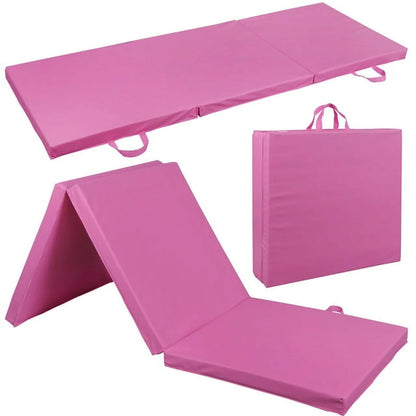 6 Ft. X 2 Ft. X 2 In. Tri-Fold Gymnastic Folding Exercise Aerobics Pink Stretching Yoga Mat