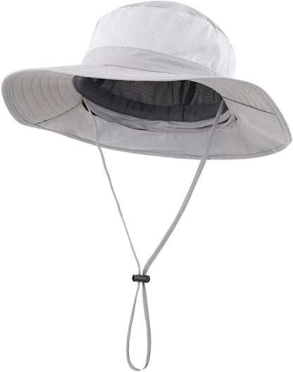 Outdoor UPF50+ Mesh Sun Hat Wide Brim Fishing Hat with Neck Flap Sun Hat for Men Women